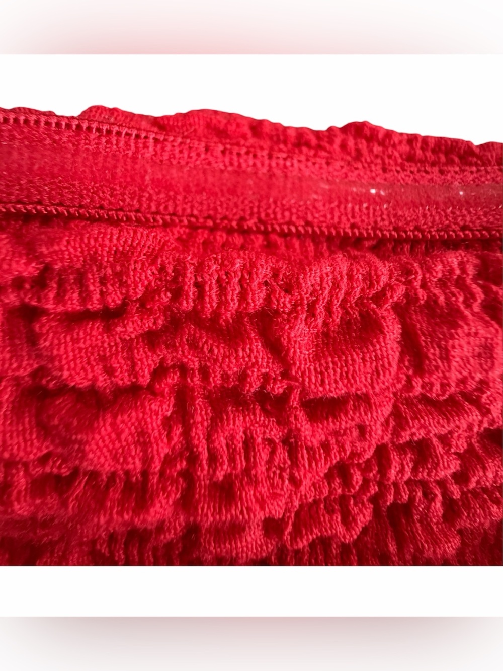 Red Ruched Crop Tank / Tube Top - Picture 4 of 5